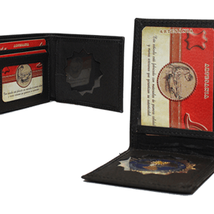 Cartera artesana piel porta placa doble billetero y tarjetero