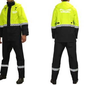 Impermeable bicolor completo con chaqueta forrada en rejilla y pantalón